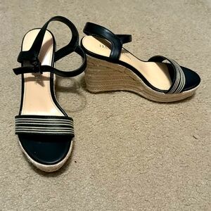 Franco Fortini Black Espadrille Heels Size 6.5